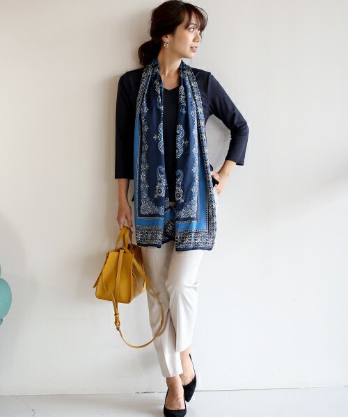 Bou Jeloud（ブージュルード）の「【AWカタログ掲載】4WAYパネルスカーフチュニック（Tシャツ/カットソー・レディース・ブルー/オレンジ・FREE）」の7枚目の写真