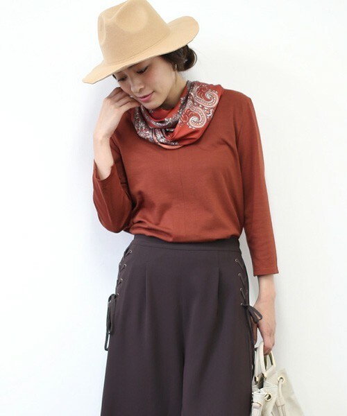 Bou Jeloud（ブージュルード）の「【AWカタログ掲載】4WAYパネルスカーフチュニック（Tシャツ/カットソー・レディース・ブルー/オレンジ・FREE）」の9枚目の写真