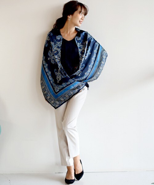 Bou Jeloud（ブージュルード）の「【AWカタログ掲載】4WAYパネルスカーフチュニック（Tシャツ/カットソー・レディース・ブルー/オレンジ・FREE）」の8枚目の写真