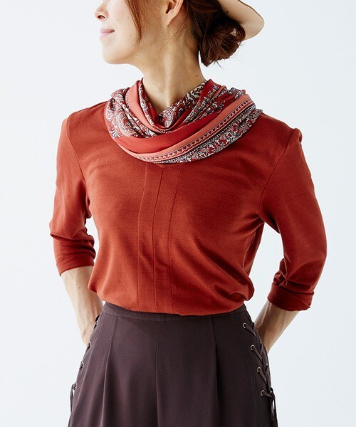 Bou Jeloud（ブージュルード）の「【AWカタログ掲載】4WAYパネルスカーフチュニック（Tシャツ/カットソー・レディース・ブルー/オレンジ・FREE）」の2枚目の写真