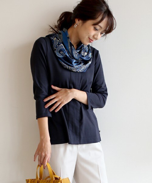 Bou Jeloud（ブージュルード）の「【AWカタログ掲載】4WAYパネルスカーフチュニック（Tシャツ/カットソー・レディース・ブルー/オレンジ・FREE）」の4枚目の写真