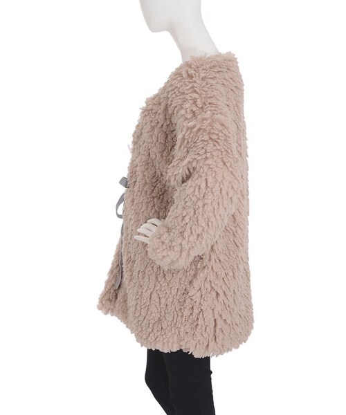 merry jenny（メリージェニー）の「もじゃもじゃリボンコート（ジャケット/アウター・レディース・オフホワイト/ブラック/ピンク/グリーン・F）」の10枚目の写真