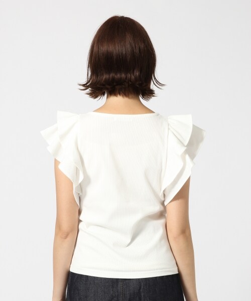 LOWRYS FARM（ローリーズファーム）の「テレコフリルプルオーバー（トップス・オフ/ボーダー/グレー/テラコッタ・M/L）」の7枚目の写真