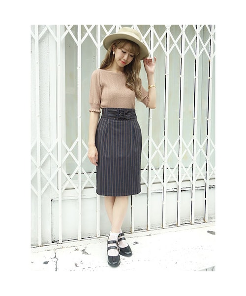 an another angelus(アンアナザーアンジェラス)の「コルセットベルト風タイトスカート/an another angelus(デニムスカート・レディース・その他)」の1枚目の写真