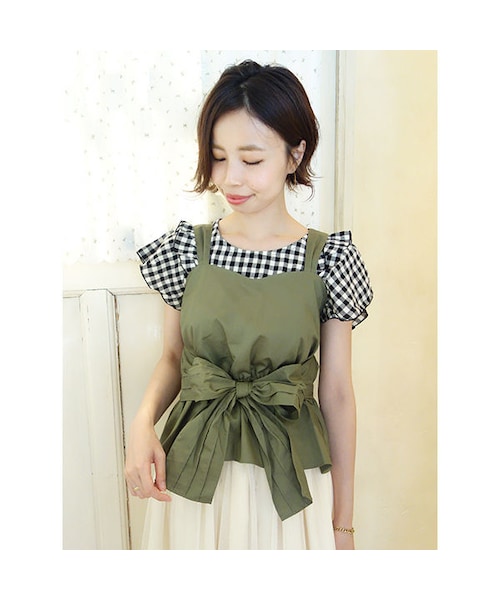 an another angelus(アンアナザーアンジェラス)の「ウエストピンタックリボンビスチェ/an another angelus(キャミソール・レディース・その他)」の1枚目の写真