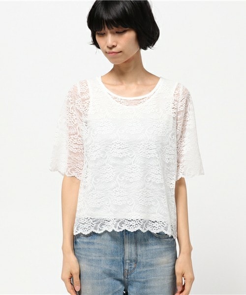 archives（アルシーヴ）の「レース地＋ボドレーアンサンブル（シャツ/ブラウス・レディース・オフホワイト/ブラック/ブラウン・MEDIUM）」の4枚目の写真