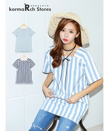 KORMARCH | 半袖ストライプワンピース(ワンピース)