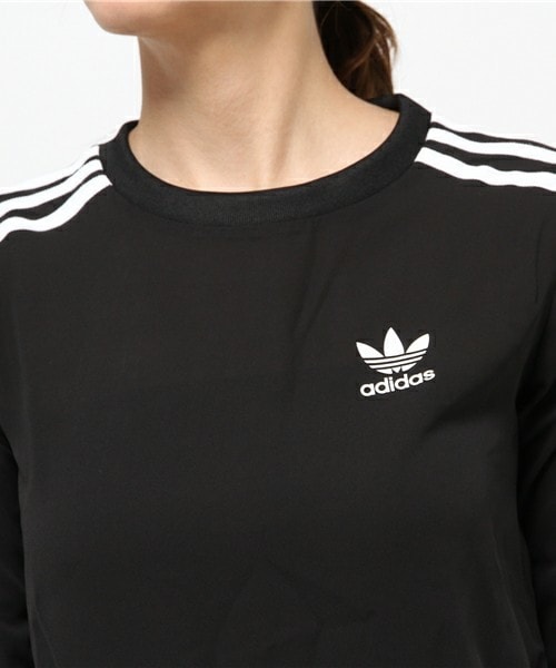 adidas Originals（アディダスオリジナルス）の「レディース アディダス シフォンクルー adidas 3 STRIPES CHIFFON CREW AY5241（Tシャツ/カットソー・レディース・ブラック・X-SMALL/SMALL/MEDIUM）」の5枚目の写真