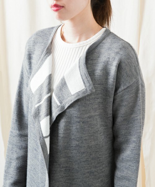 actuel(アクチュエル)の「ボーダーダブルフェイストッパー(その他アウター・レディース・グレー/ネイビー/ピンクベージュ・FREE)」の9枚目の写真