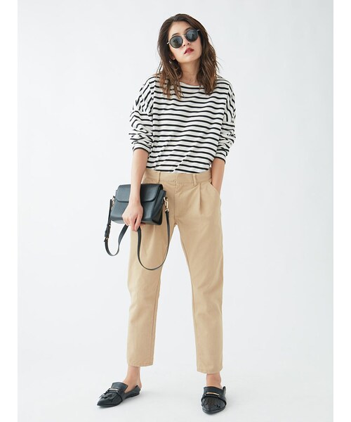 Ungrid（アングリッド）の「ドロップショルダーボーダーロングスリーブTee（トップス・レディース・ホワイト/グレー/ネイビー・F）」の4枚目の写真