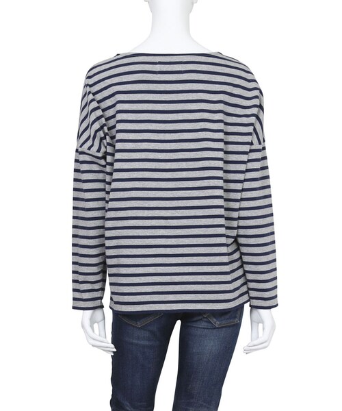 Ungrid（アングリッド）の「ドロップショルダーボーダーロングスリーブTee（トップス・レディース・ホワイト/グレー/ネイビー・F）」の9枚目の写真