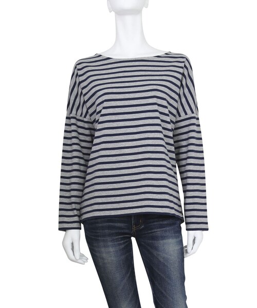 Ungrid（アングリッド）の「ドロップショルダーボーダーロングスリーブTee（トップス・レディース・ホワイト/グレー/ネイビー・F）」の7枚目の写真