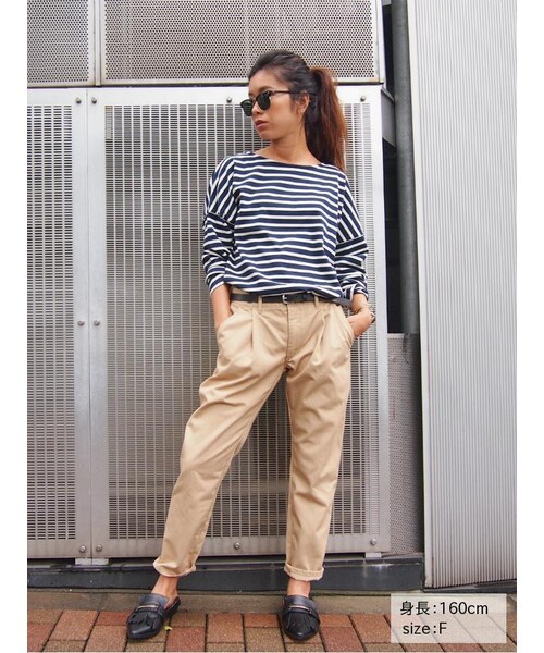 Ungrid（アングリッド）の「ドロップショルダーボーダーロングスリーブTee（トップス・レディース・ホワイト/グレー/ネイビー・F）」の5枚目の写真