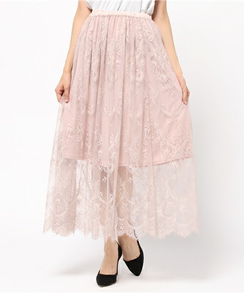 archives（アルシーヴ）の「レースシアーマキシスカート（スカート・レディース・オフホワイト/ブラック/ピンク・MEDIUM）」の3枚目の写真