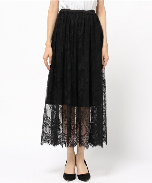 archives（アルシーヴ）の「レースシアーマキシスカート（スカート・レディース・オフホワイト/ブラック/ピンク・MEDIUM）」の4枚目の写真