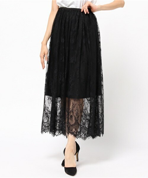 archives（アルシーヴ）の「レースシアーマキシスカート（スカート・レディース・オフホワイト/ブラック/ピンク・MEDIUM）」の2枚目の写真