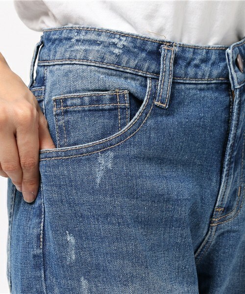 archives（アルシーヴ）の「テーパードダメージパンツ（デニムパンツ・レディース・ネイビー/ロイヤルブルー・SMALL/MEDIUM）」の8枚目の写真