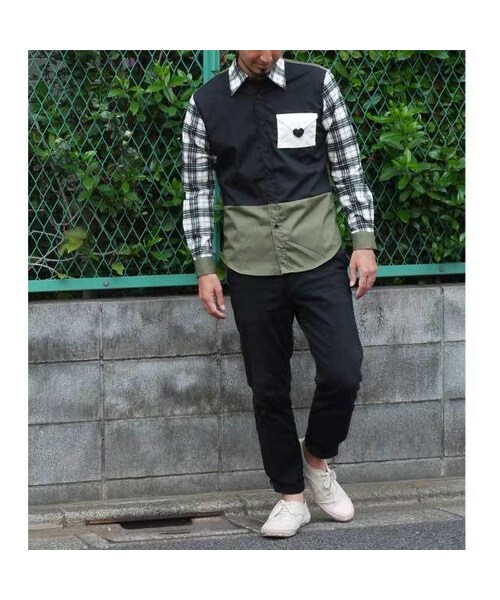 NIRAME.CO（ニラメッコ）の「ラブレターしゃつ  カーキチェック（シャツ/ブラウス・メンズ・その他）」の4枚目の写真