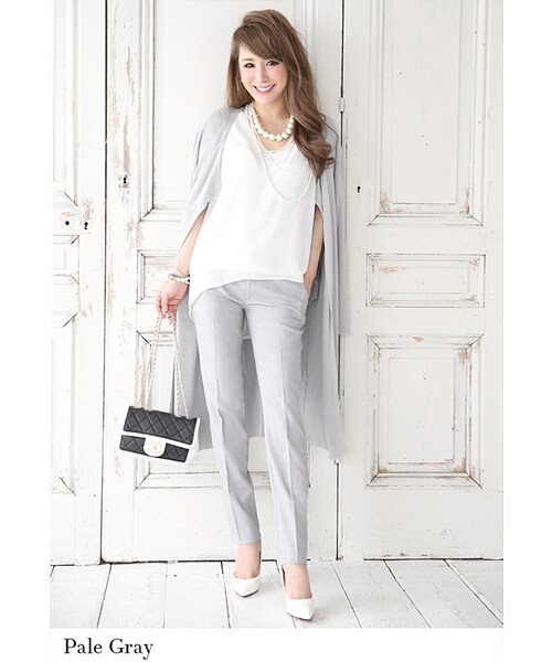 Rocotta by MOERY（ロコッタ）の「Rocotta(ロコッタ) サマーセンタープレスパンツ（スラックス・レディース・スモーキーピンク/ペールグレー・S/M）」の3枚目の写真