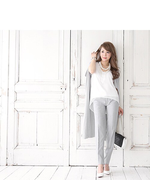 Rocotta by MOERY（ロコッタ）の「Rocotta(ロコッタ) サマーセンタープレスパンツ（スラックス・レディース・スモーキーピンク/ペールグレー・S/M）」の4枚目の写真