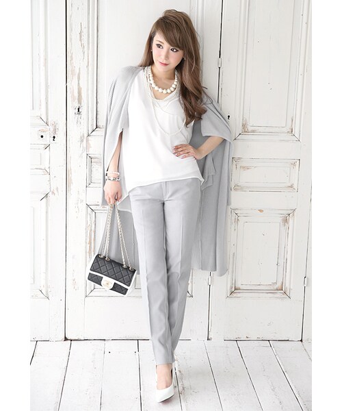 Rocotta by MOERY（ロコッタ）の「Rocotta(ロコッタ) サマーセンタープレスパンツ（スラックス・レディース・スモーキーピンク/ペールグレー・S/M）」の5枚目の写真