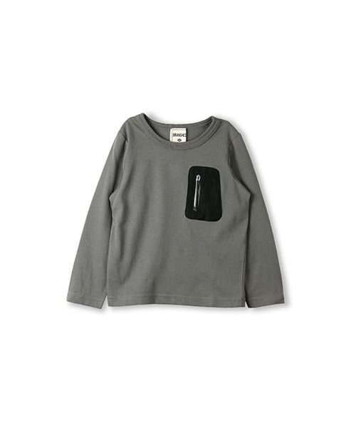 BRANSHES（ブランシェス）の「ポケット長袖Tシャツ（Tシャツ/カットソー・キッズ・オフホワイト/チャコールグレー・80～150）」の2枚目の写真