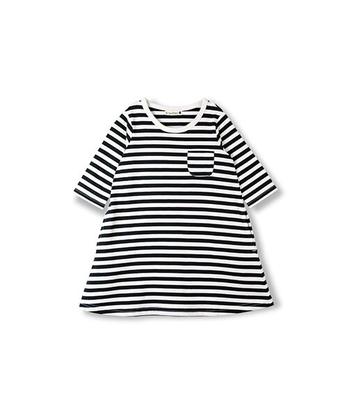 BRANSHES（ブランシェス）の「ボーダー7分袖ワンピース（ワンピース・キッズ・レッド/ブラック・90～140）」の2枚目の写真