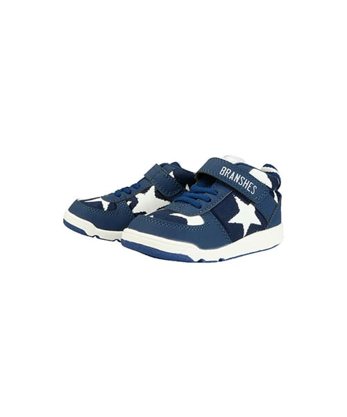 BRANSHES(ブランシェス)の「IFMEコラボ総柄ミッドカットシューズ(スニーカー・キッズ・ネイビーブルー/迷彩・14-19)」の2枚目の写真