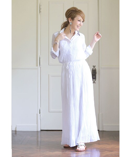 Rocotta by MOERY（ロコッタ）の「Rocotta(ロコッタ) ガーゼセットアップ（セットアップ・レディース・ホワイト/フェアリーピンク/デニムブルー・FREE）」の5枚目の写真