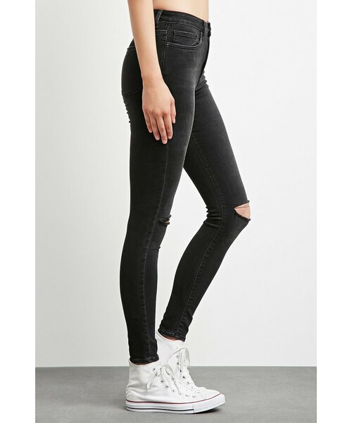 FOREVER 21（フォーエバー トゥエンティーワン）の「FOREVER 21 Sculpted High-Rise Skinny Jeans（デニムパンツ・レディース・Black・24/25/26/27/28/29/30/31）」の5枚目の写真