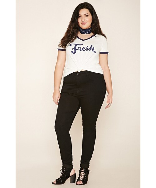 FOREVER 21(フォーエバー トゥエンティーワン)の「FOREVER 21+ Plus Size Skinny Jeans(デニムパンツ・レディース・Black/Blue・12/14/16/18/20)」の5枚目の写真