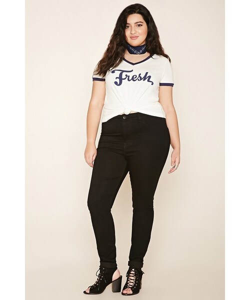 FOREVER 21(フォーエバー トゥエンティーワン)の「FOREVER 21+ Plus Size Skinny Jeans(デニムパンツ・レディース・Black/Blue・12/14/16/18/20)」の1枚目の写真