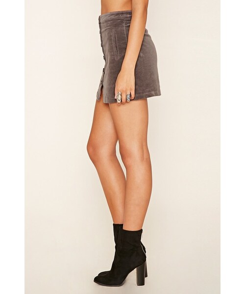 FOREVER 21（フォーエバー トゥエンティーワン）の「FOREVER 21 Velvet Button-Front Mini Skirt（スカート・レディース・Gray/Green・S/M/L）」の10枚目の写真