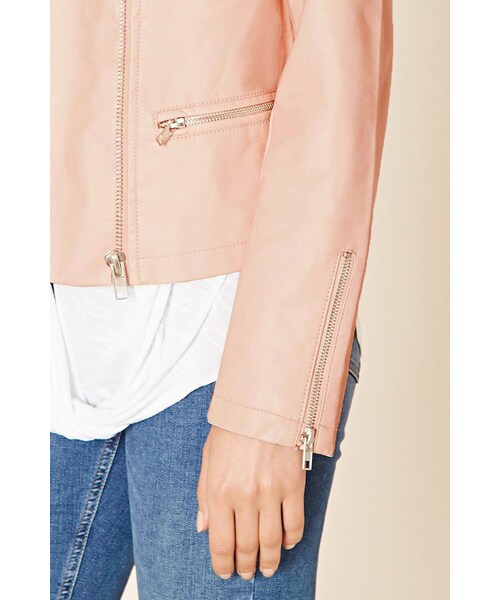 FOREVER 21（フォーエバー トゥエンティーワン）の「FOREVER 21 Faux Leather Moto Jacket（ライダースジャケット・レディース・Black/Pink/Green・S/M/L）」の21枚目の写真
