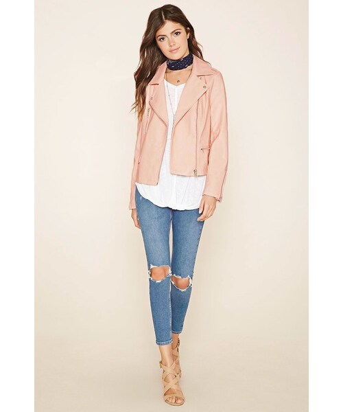 FOREVER 21（フォーエバー トゥエンティーワン）の「FOREVER 21 Faux Leather Moto Jacket（ライダースジャケット・レディース・Black/Pink/Green・S/M/L）」の10枚目の写真