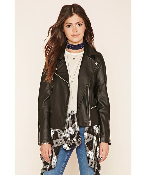 FOREVER 21（フォーエバー トゥエンティーワン）の「FOREVER 21 Faux Leather Moto Jacket（ライダースジャケット・レディース・Black/Pink/Green・S/M/L）」の12枚目の写真