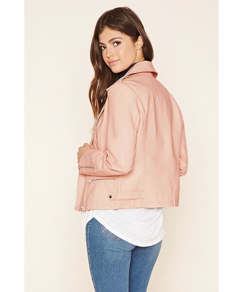 FOREVER 21（フォーエバー トゥエンティーワン）の「FOREVER 21 Faux Leather Moto Jacket（ライダースジャケット・レディース・Black/Pink/Green・S/M/L）」の13枚目の写真