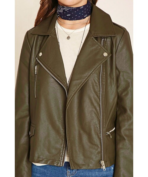 FOREVER 21（フォーエバー トゥエンティーワン）の「FOREVER 21 Faux Leather Moto Jacket（ライダースジャケット・レディース・Black/Pink/Green・S/M/L）」の15枚目の写真