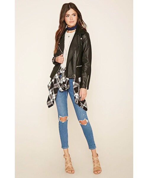 FOREVER 21（フォーエバー トゥエンティーワン）の「FOREVER 21 Faux Leather Moto Jacket（ライダースジャケット・レディース・Black/Pink/Green・S/M/L）」の18枚目の写真