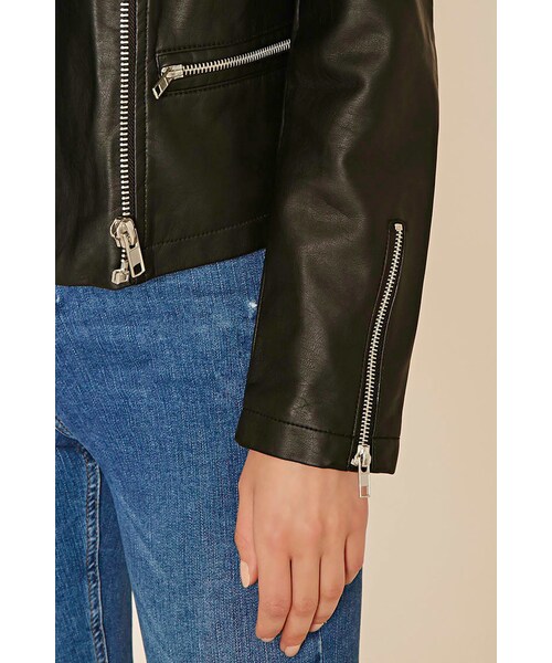 FOREVER 21（フォーエバー トゥエンティーワン）の「FOREVER 21 Faux Leather Moto Jacket（ライダースジャケット・レディース・Black/Pink/Green・S/M/L）」の9枚目の写真