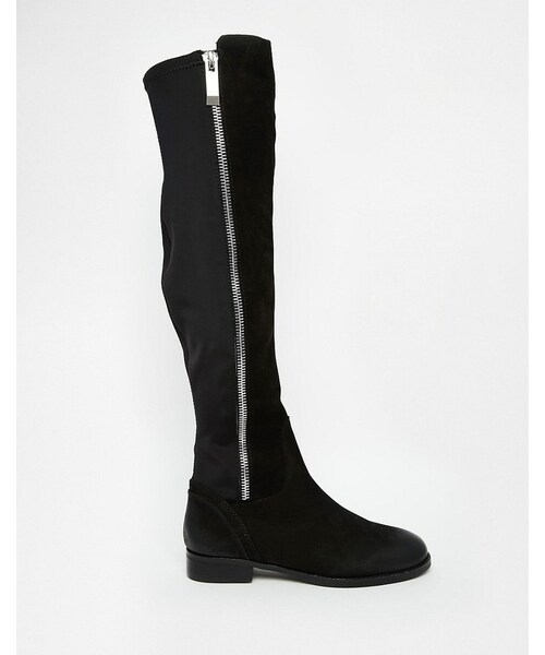 ALDO(アルド)の「ALDO Dyna Black Leather Exposed Zip Knee Boots(ブーツ・レディース・Black・US 8)」の2枚目の写真