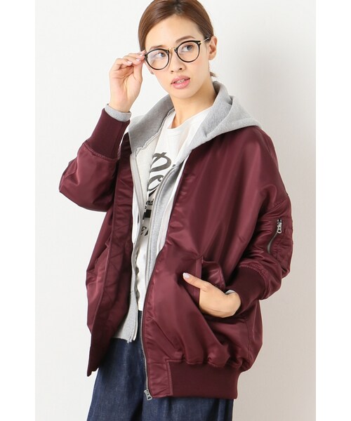 JOURNAL STANDARD（ジャーナルスタンダード）の「《予約》ナイロンツイルビッグMA1◆（ジャケット/アウター・ブラック/カーキ/ボルドー・フリー）」の3枚目の写真
