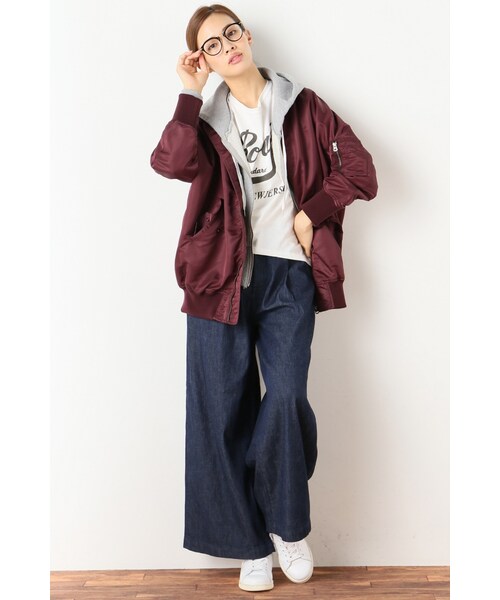 JOURNAL STANDARD（ジャーナルスタンダード）の「《予約》ナイロンツイルビッグMA1◆（ジャケット/アウター・ブラック/カーキ/ボルドー・フリー）」の7枚目の写真