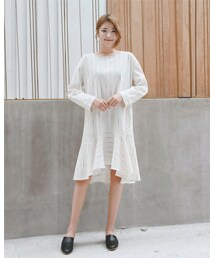 FLYMODEL | ストライプフレア裾長袖ワンピース(P0000QEL)(Tシャツ/カットソー)