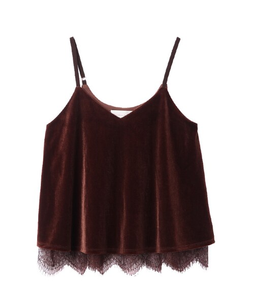 31 Sons de mode（トランテアン　ソン　ドゥ　モード）の「≪新作≫裾レースベロアキャミブラウス（トップス・レディース・イエロー/ネイビー/ブラウン・36）」の2枚目の写真