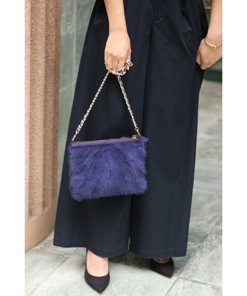 Spick & Span(スピックアンドスパン)の「≪予約≫ミンクWポシェット◆(バッグ・ブラック/パープル A・フリー)」の2枚目の写真