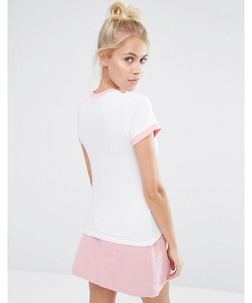 LAZY OAF（レイジーオーフ）の「Lazy Oaf Retro Ringer Tee With Potty Mouth Rose Embroidery（Tシャツ/カットソー・レディース・White・US 6）」の2枚目の写真