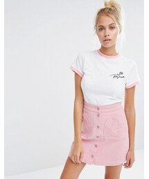 LAZY OAF | Lazy Oaf Retro Ringer Tee With Potty Mouth Rose Embroidery(Tシャツ/カットソー)