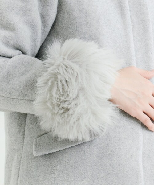 MAJESTIC LEGON（マジェスティックレゴン）の「【予約商品★ポイント5倍中!!】ファー付フードコート（ジャケット/アウター・レディース・アイボリー/ピンク/ブルー/グレー・S(7号)/M(9号)）」の14枚目の写真