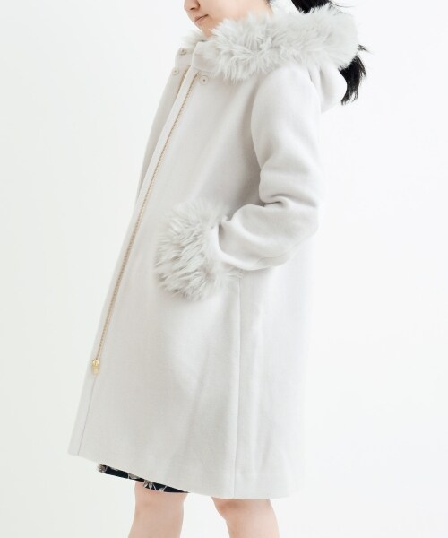 MAJESTIC LEGON（マジェスティックレゴン）の「【予約商品★ポイント5倍中!!】ファー付フードコート（ジャケット/アウター・レディース・アイボリー/ピンク/ブルー/グレー・S(7号)/M(9号)）」の9枚目の写真